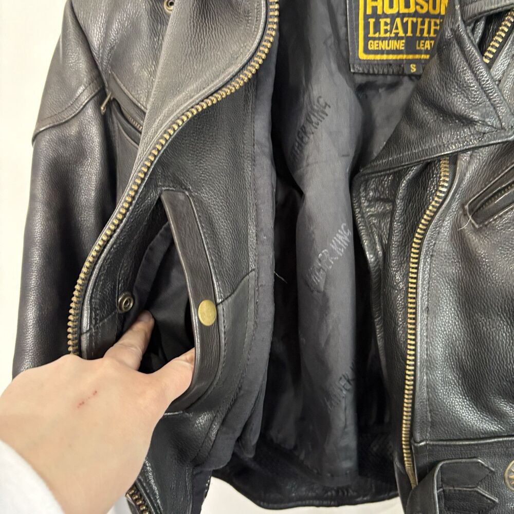 Vintage Hudson Leather Motorcycle Jacket Fitted Asymmetrical Women Size Small - Picture 3 of 12
